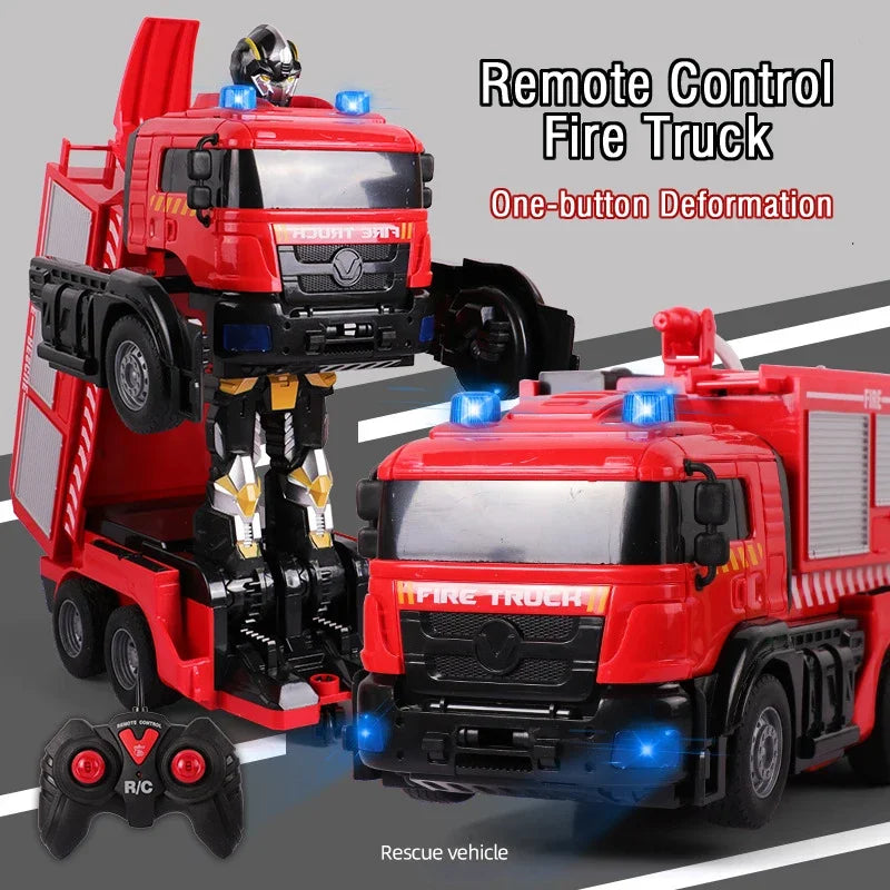 RC Firetruck Robot Transformer 2.4G Remote Control with Light Sound
