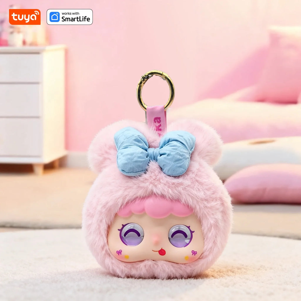 AI Plush Robot Keychain w/LED Eyes&Voice Control,Interactive Smart Toy USB Rechargeable Companion