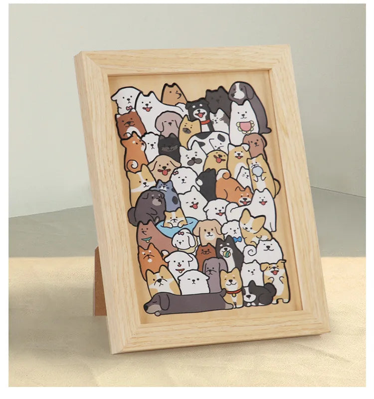 Wood Special-shaped Animal Puzzle Puppy Cat Puzzle Building Block Children's Creative Toy Gift