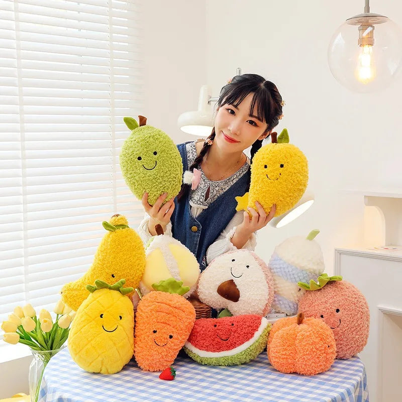 Fruit Vegetable Plush Toy Watermelon/Strawberry/Avocado/Carrot/Mushroom Plush Toy Bedroom Decoration
