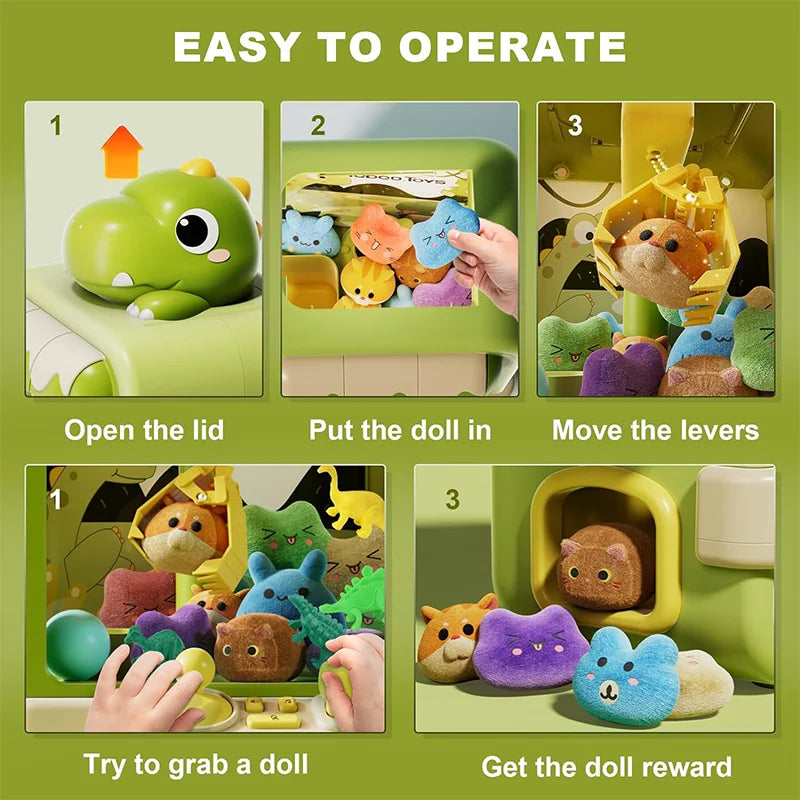 Dinosaur Claw Machine Toys Electronic Arcade Game Adjustable Machine Music Mini Vending