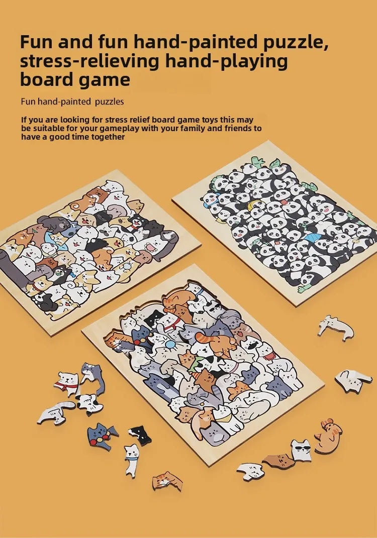 Wood Special-shaped Animal Puzzle Puppy Cat Puzzle Building Block Children's Creative Toy Gift