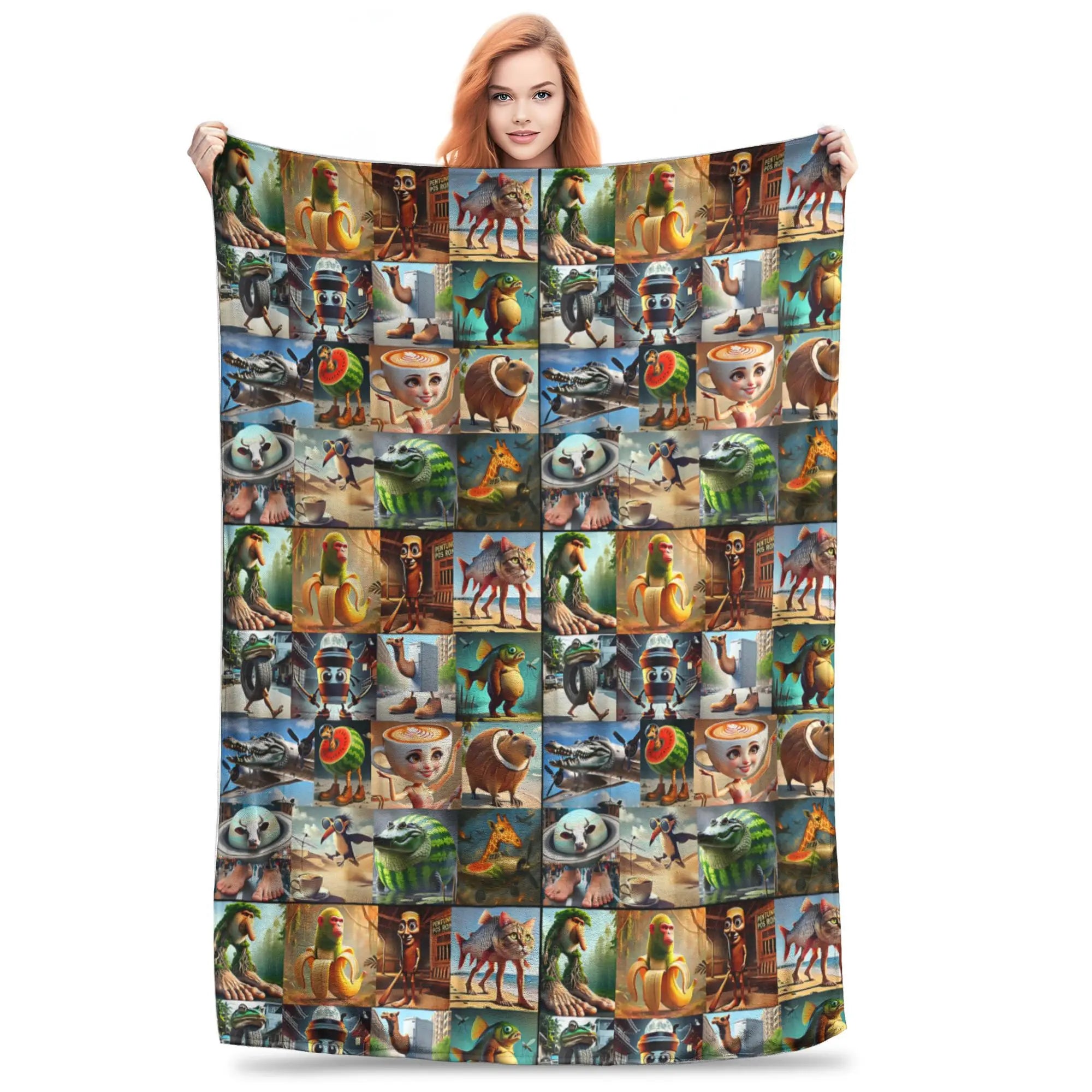 Brainrot Meme Italian Brain Rot Italian Brainrot Warm Soft Blanket Plush Bedding Throws Print Home Decor Flannel Sofa Bed Cover