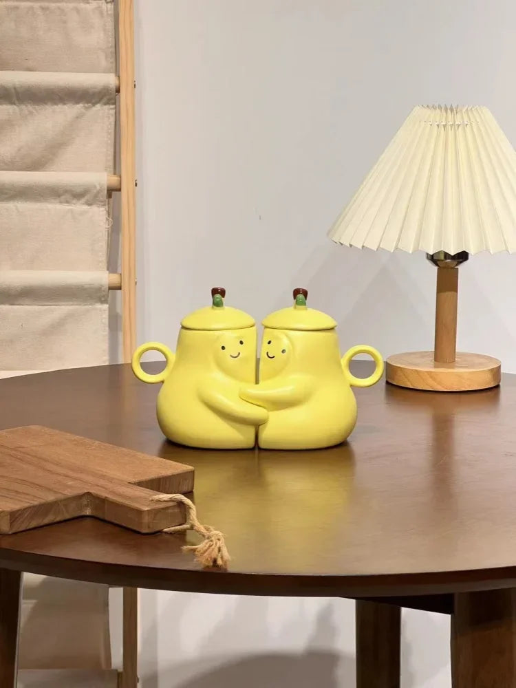 Pear Shape Couples Ceramic Mugs Never To Be Separated Hugging Pear Coffee Mugs Heat-resisting Water Cup Valentine's Day Gifts