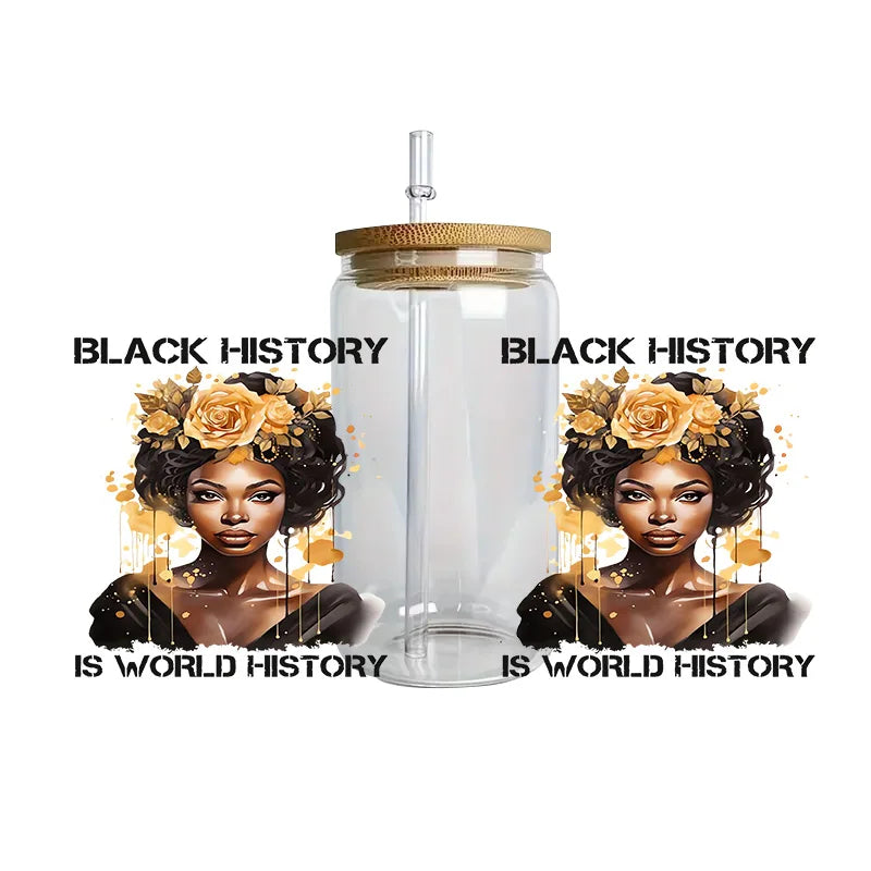 Black history series easy peel waterproof DIY Decals Retro Beauty 3D transfers crystal sticker 16oz uv
