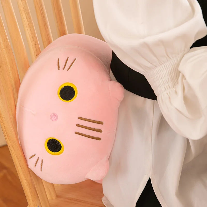 Plush Cat Toy Soft Cute Brown Stuffed Animal Cat Pillow