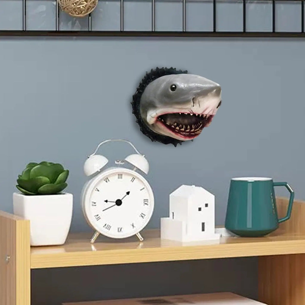Shark Wall Sculpture 12x9x9cm Resin Wall Mounted Shark