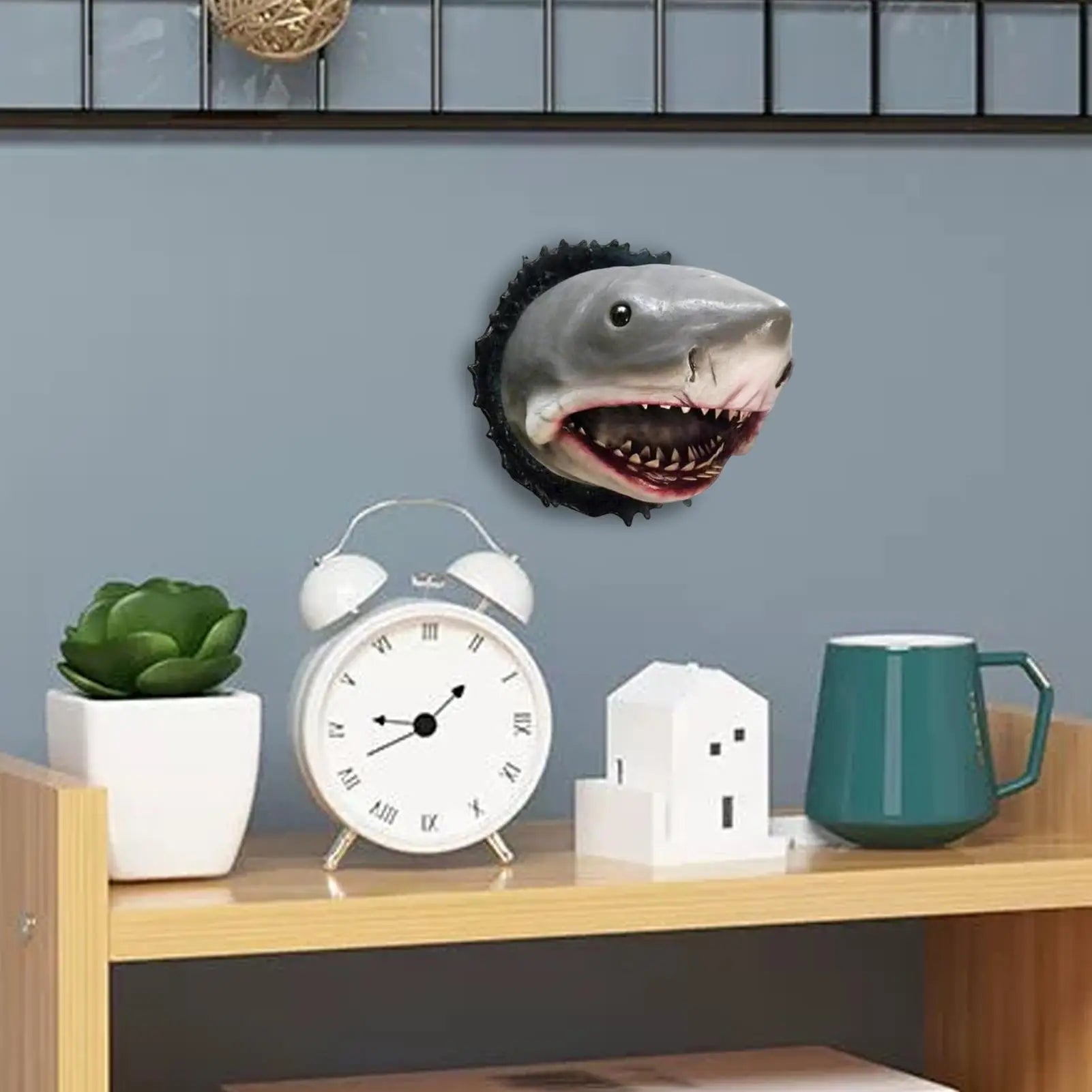 Shark Wall Sculpture 12x9x9cm Resin Wall Mounted Shark