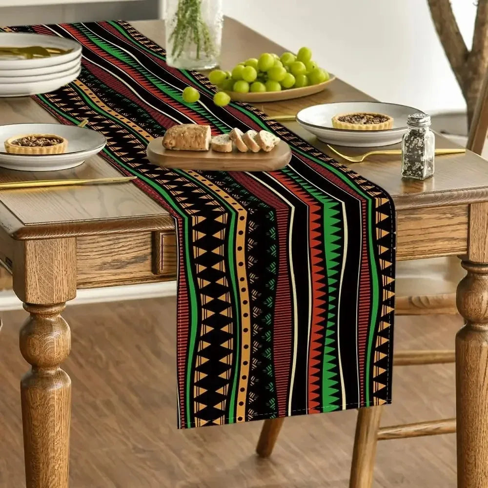 Black History Month Traditional African Tribal Linen Table Runner Kitchen Dining Table Runner Party Decor