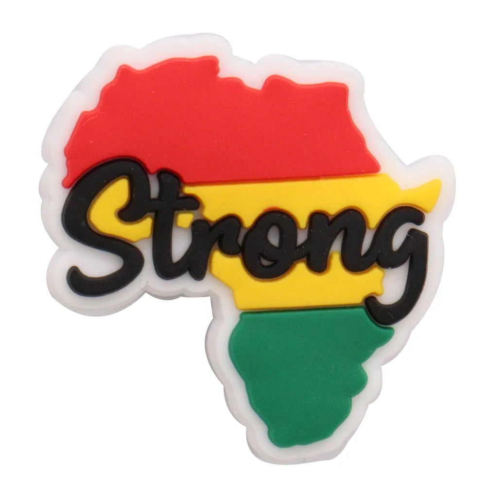 New Arrival 1-24Pcs PVC Black History Month Heart DIY Crocs Shoes Charms Jibbits