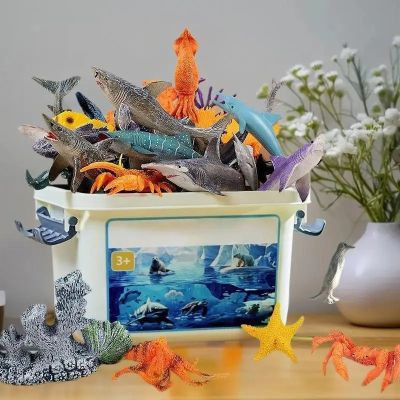 30/37Pcs Children's Ocean World Toy Set, Lifelike Marine Animal Models for Play