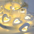 LED Wooden Heart Cutout String Garland Fairy Lights
