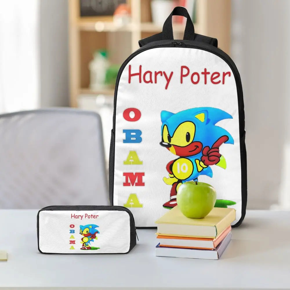 Obama Backpack Backpack Student Boys Girls BookBag School Bag Computer Shoulder Bags 3ps Insulated Lunch Bag Pencil Case