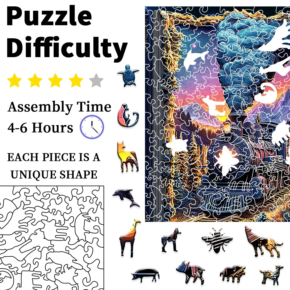 Train Wooden Puzzle Challenging Brain Game with Durable Wooden Construction Colorful Artwork