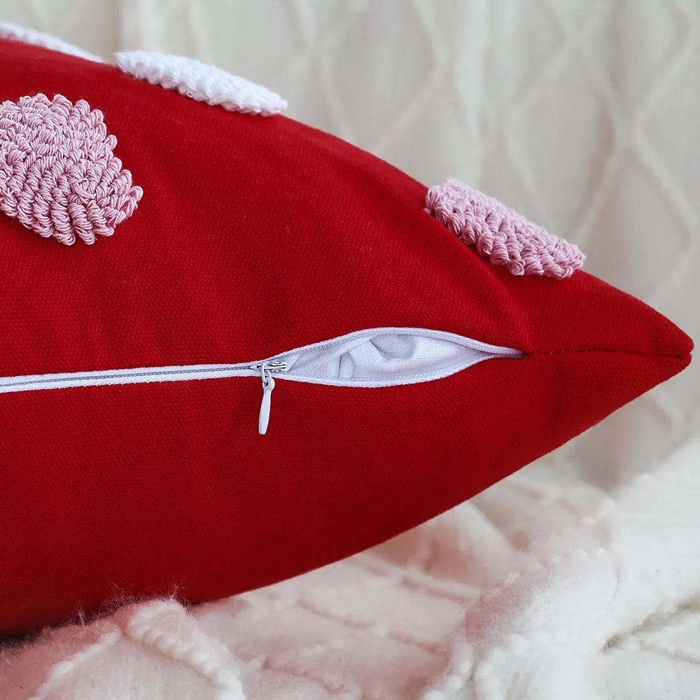 Heart Pattern Embroidered Pillow