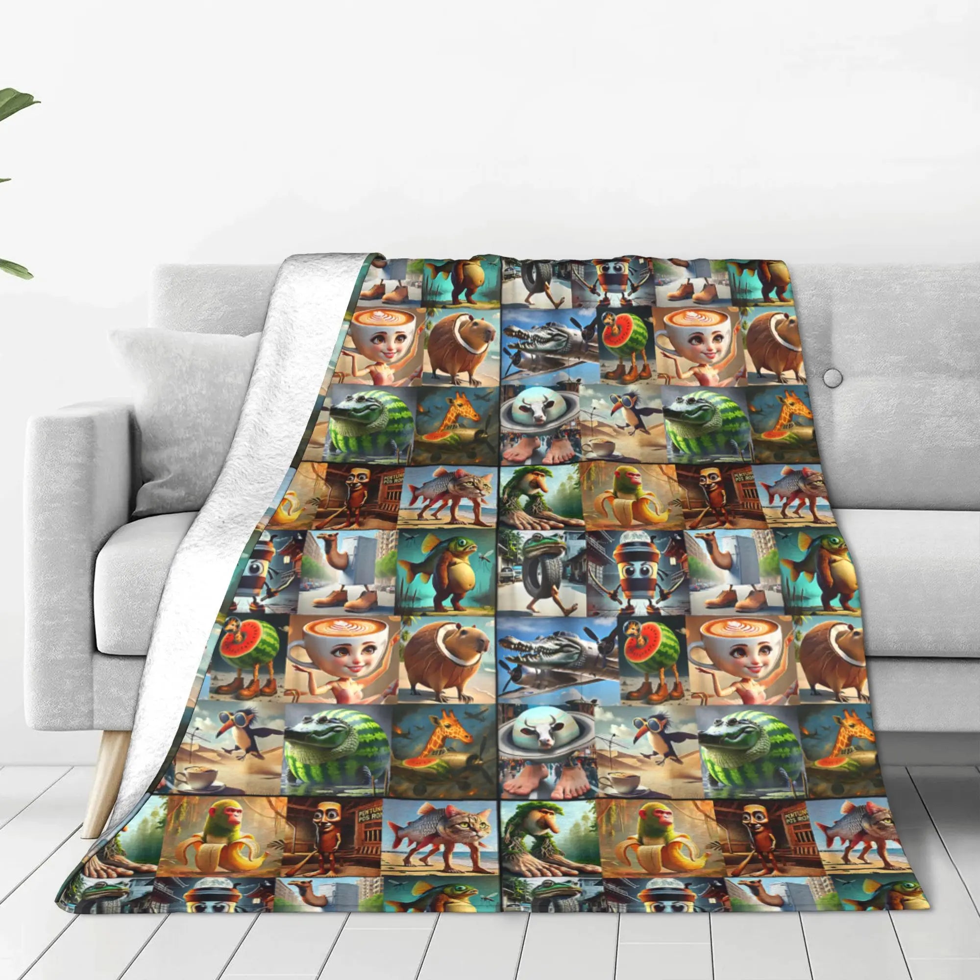 Brainrot Meme Italian Brain Rot Italian Brainrot Warm Soft Blanket Plush Bedding Throws Print Home Decor Flannel Sofa Bed Cover