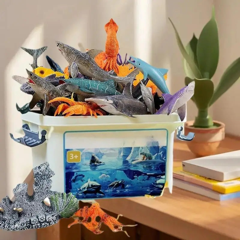 30/37Pcs Children's Ocean World Toy Set, Lifelike Marine Animal Models for Play
