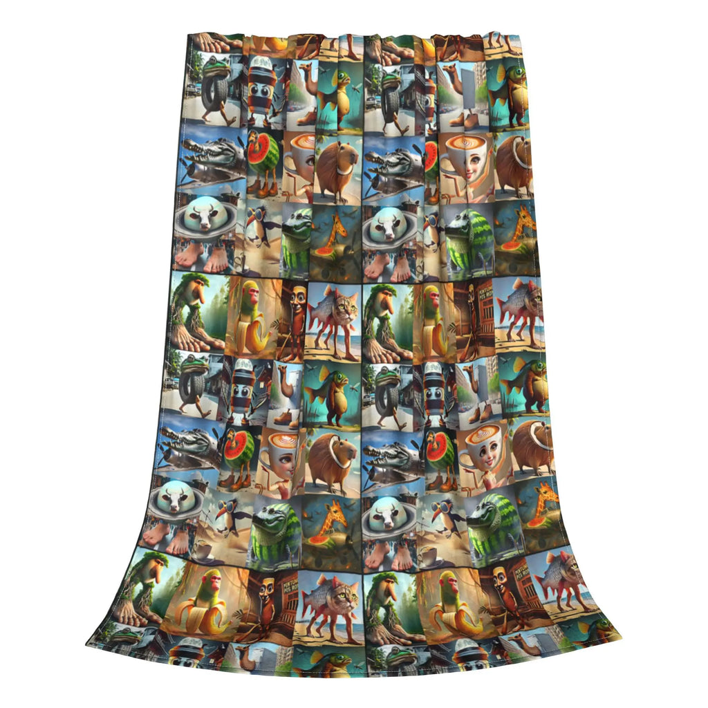 Brainrot Meme Italian Brain Rot Italian Brainrot Warm Soft Blanket Plush Bedding Throws Print Home Decor Flannel Sofa Bed Cover