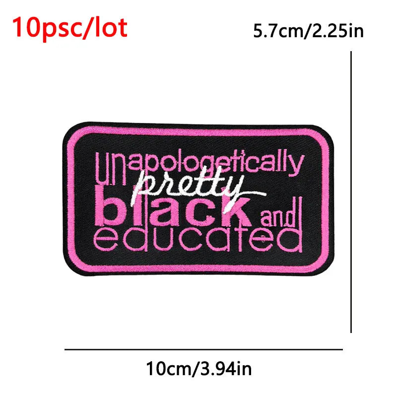 10Pcs/Lot Black History Embroidery Patch Iron-On Patches For Clothing