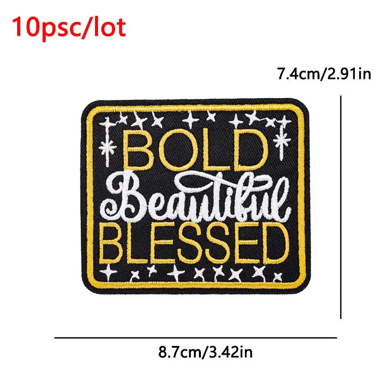 10Pcs/Lot Black History Embroidery Patch Iron-On Patches For Clothing