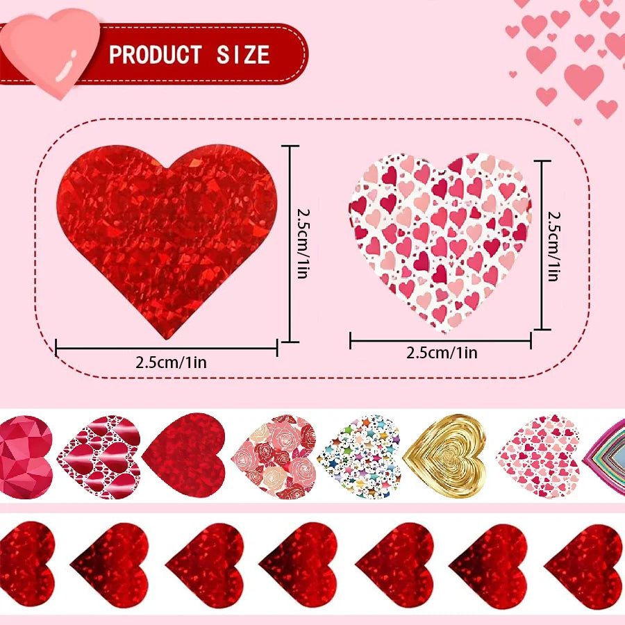500-1000pcs Assorted Heart Stickers