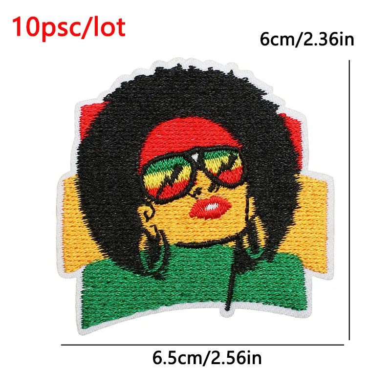 [Set of 10] Black History Themed Iron-On Embroidered Patches