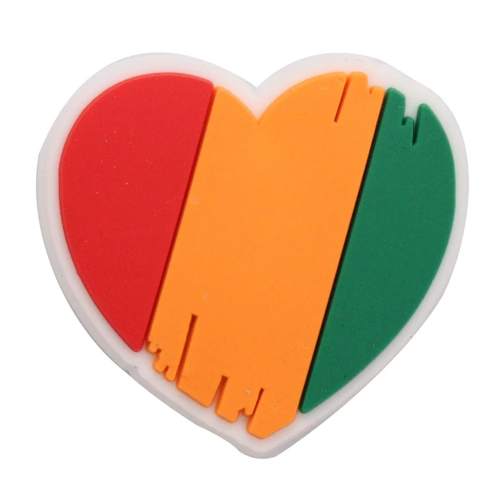 New Arrival 1-24Pcs PVC Black History Month Heart DIY Crocs Shoes Charms Jibbits