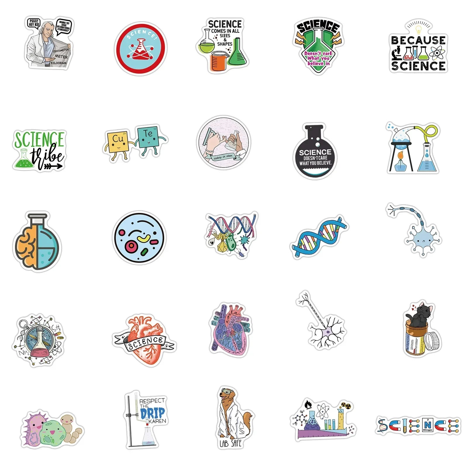 Science Stickers 50/100pcs