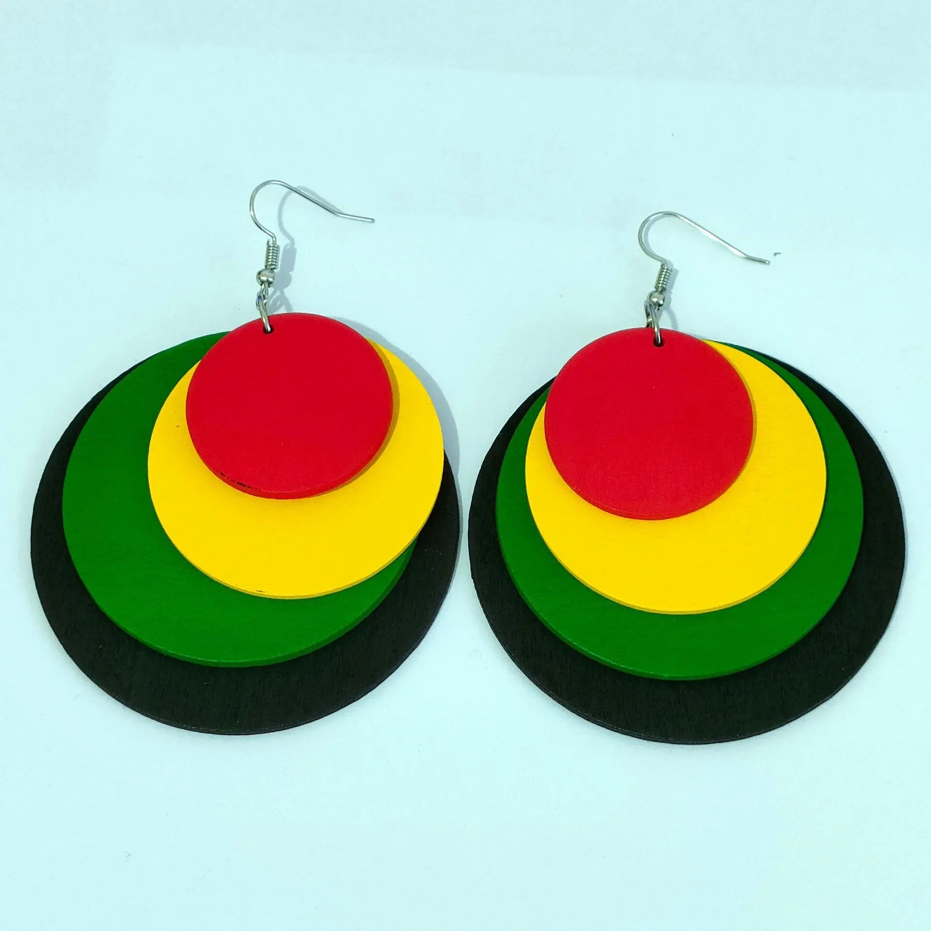 Juneteenth Shirts Outfit Accessories for Black Women Rasta-Colored African Juneteenth Drop Earrings Black History Month Earrings