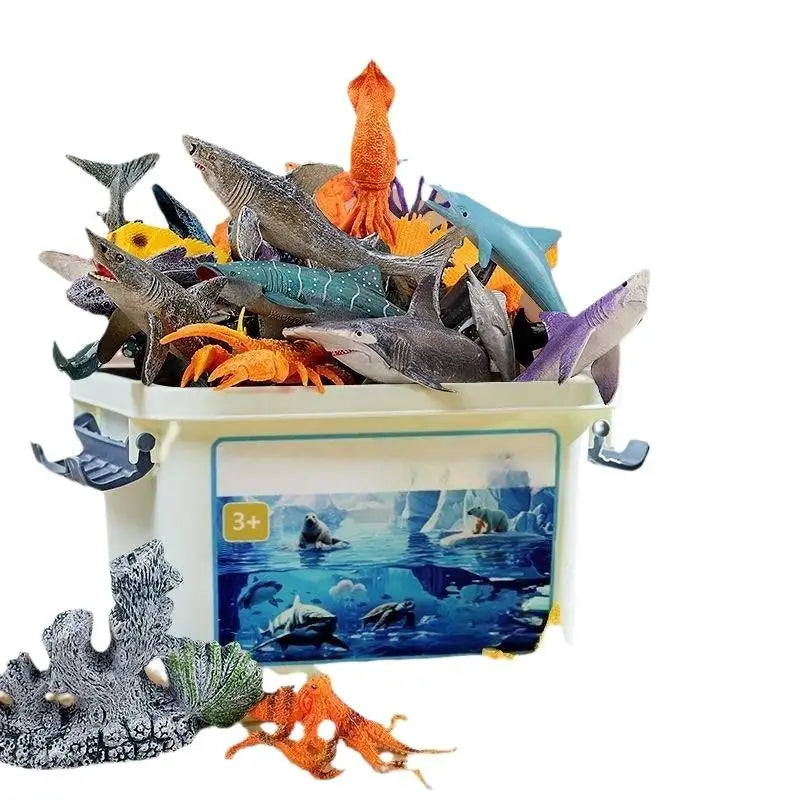 30/37Pcs Children's Ocean World Toy Set, Lifelike Marine Animal Models for Play