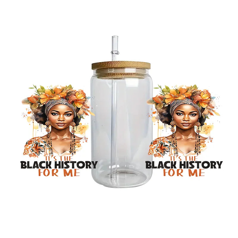 Black history series easy peel waterproof DIY Decals Retro Beauty 3D transfers crystal sticker 16oz uv