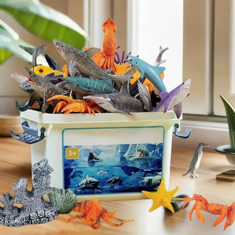 30/37Pcs Children's Ocean World Toy Set, Lifelike Marine Animal Models for Play