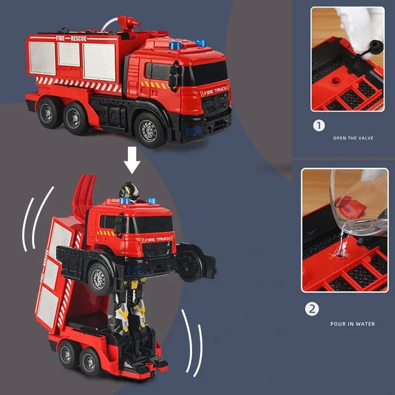 RC Firetruck Robot Transformer 2.4G Remote Control with Light Sound
