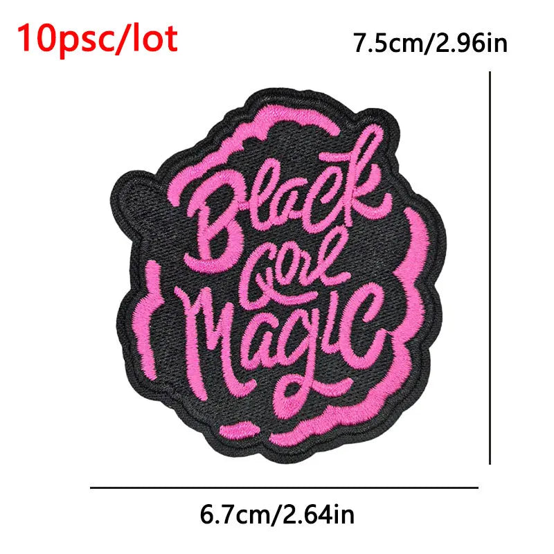 10Pcs/Lot Black History Embroidery Patch Iron-On Patches For Clothing