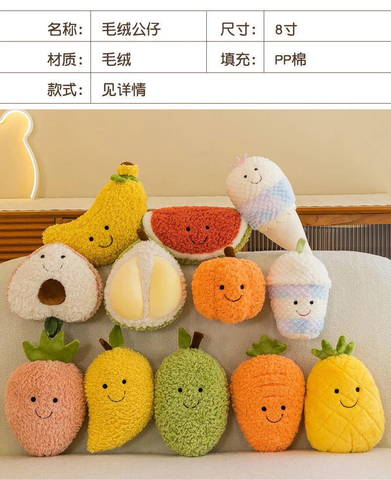 Fruit Vegetable Plush Toy Watermelon/Strawberry/Avocado/Carrot/Mushroom Plush Toy Bedroom Decoration