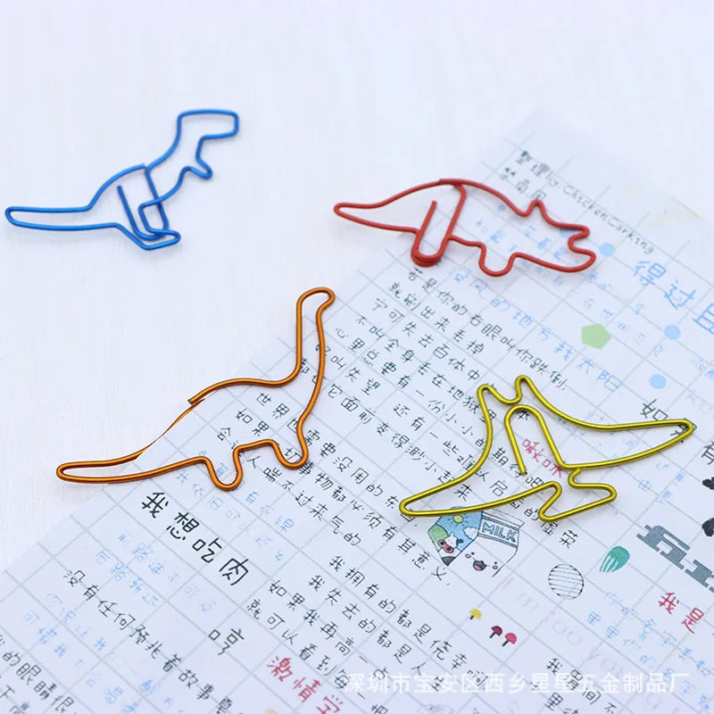 Dinosaur Paper Clip Special-shaped Cute Paper Clips Decorative Metal Clip Paper Office Accessories Stegosaurus Brachiosaurus