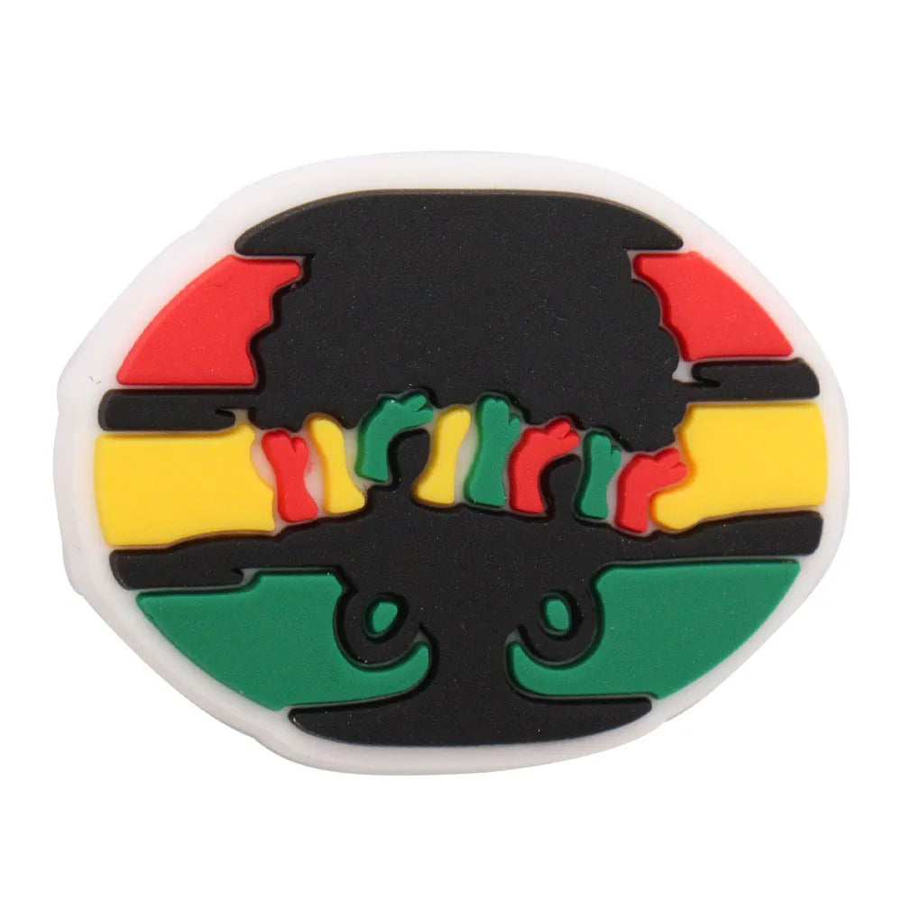 New Arrival 1-24Pcs PVC Black History Month Heart DIY Crocs Shoes Charms Jibbits