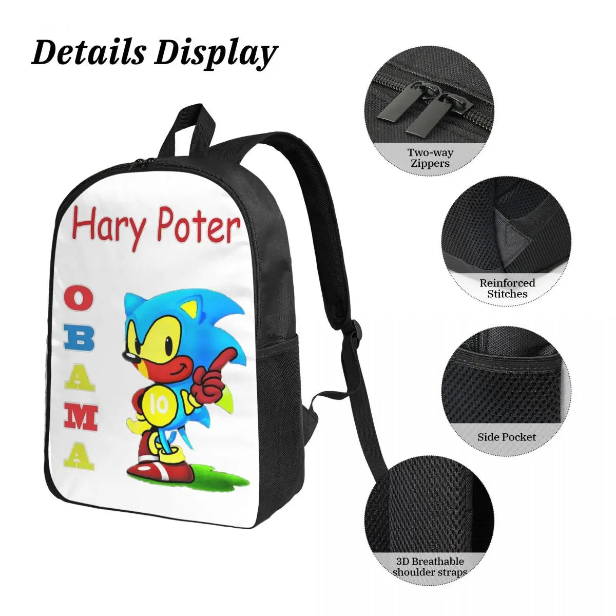 Obama Backpack Backpack Student Boys Girls BookBag School Bag Computer Shoulder Bags 3ps Insulated Lunch Bag Pencil Case