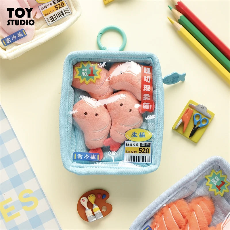 Cute Plush Seafood Keychain Collectible Wallet