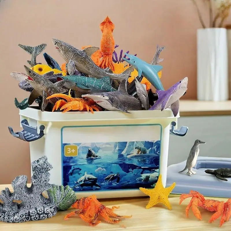 30/37Pcs Children's Ocean World Toy Set, Lifelike Marine Animal Models for Play