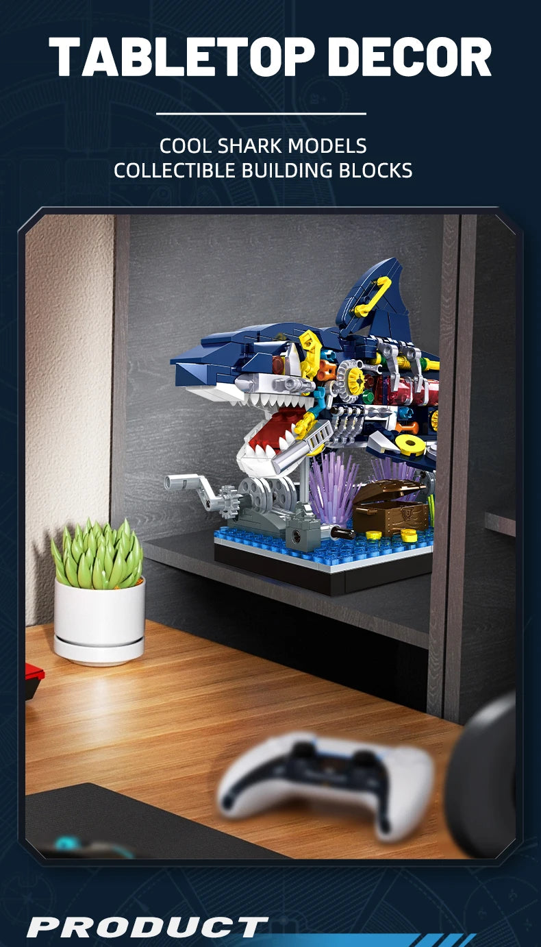 Ocean Shark Marine Biology Building Block set with display rack Lego DIY