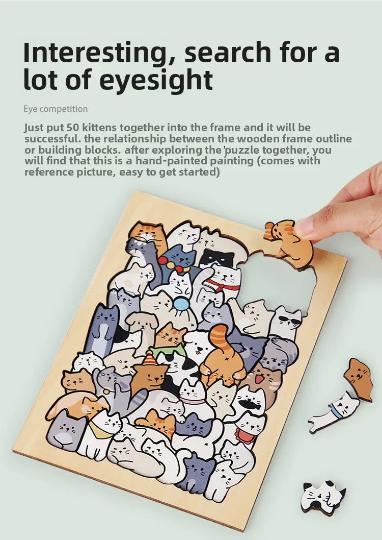 Wood Special-shaped Animal Puzzle Puppy Cat Puzzle Building Block Children's Creative Toy Gift