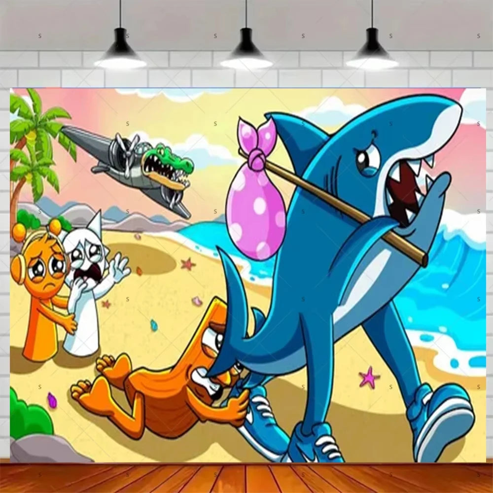 Tung Tung Tung Sahur Tralalo Italian Brainrot Print Kids Birthday Party Background Decoration Photography Decor Backdrop Banner