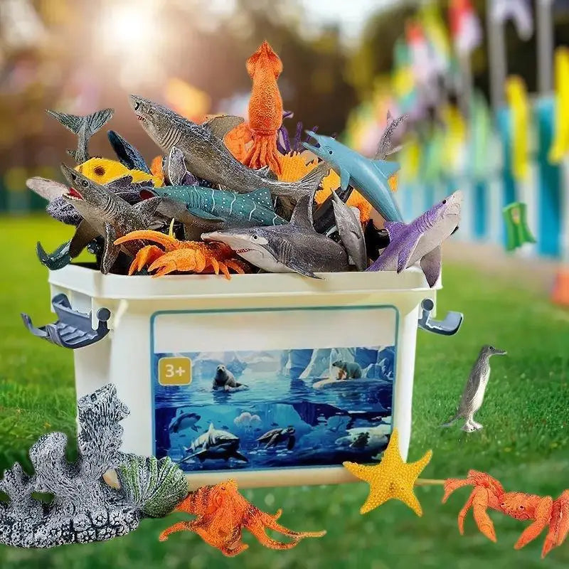 30/37Pcs Children's Ocean World Toy Set, Lifelike Marine Animal Models for Play