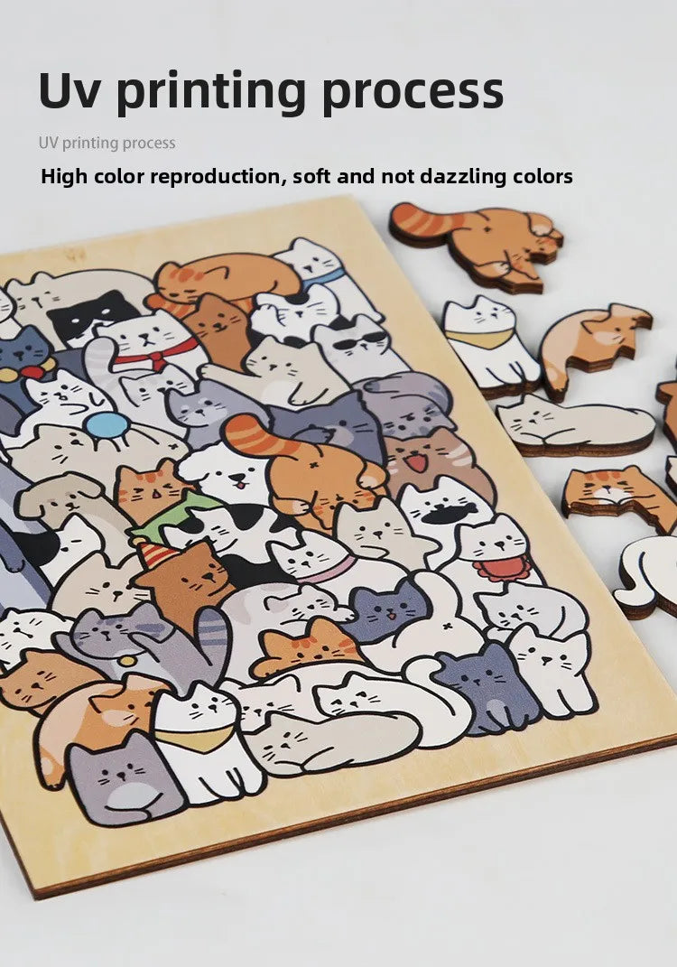 Wood Special-shaped Animal Puzzle Puppy Cat Puzzle Building Block Children's Creative Toy Gift