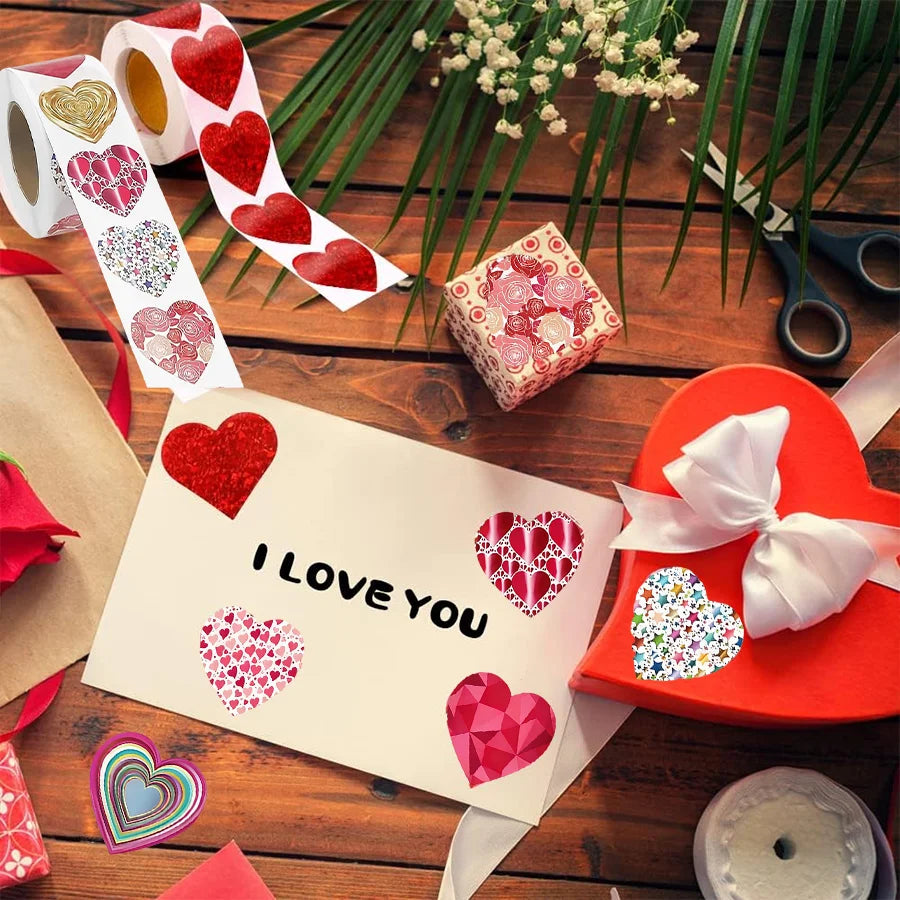 500-1000pcs Assorted Heart Stickers