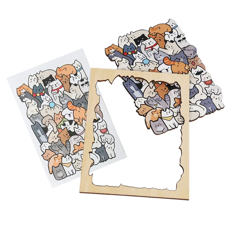 Wood Special-shaped Animal Puzzle Puppy Cat Puzzle Building Block Children's Creative Toy Gift
