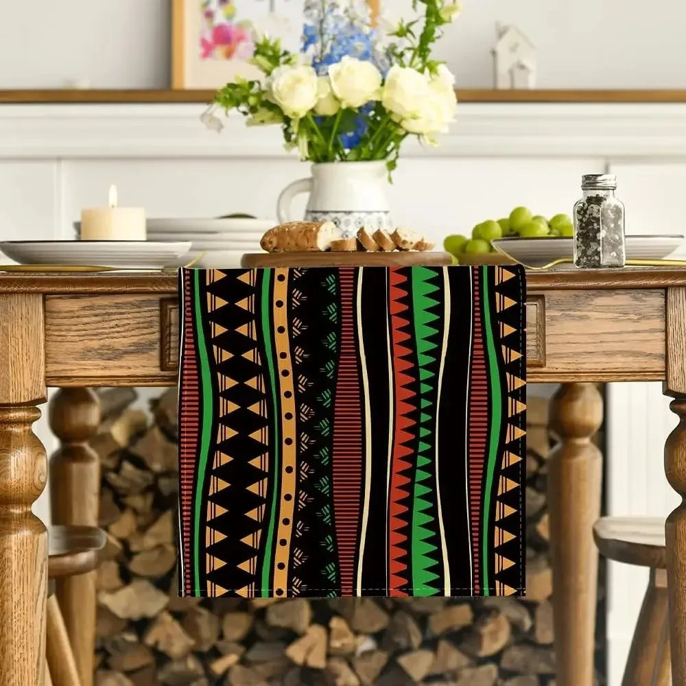 Black History Month Traditional African Tribal Linen Table Runner Kitchen Dining Table Runner Party Decor