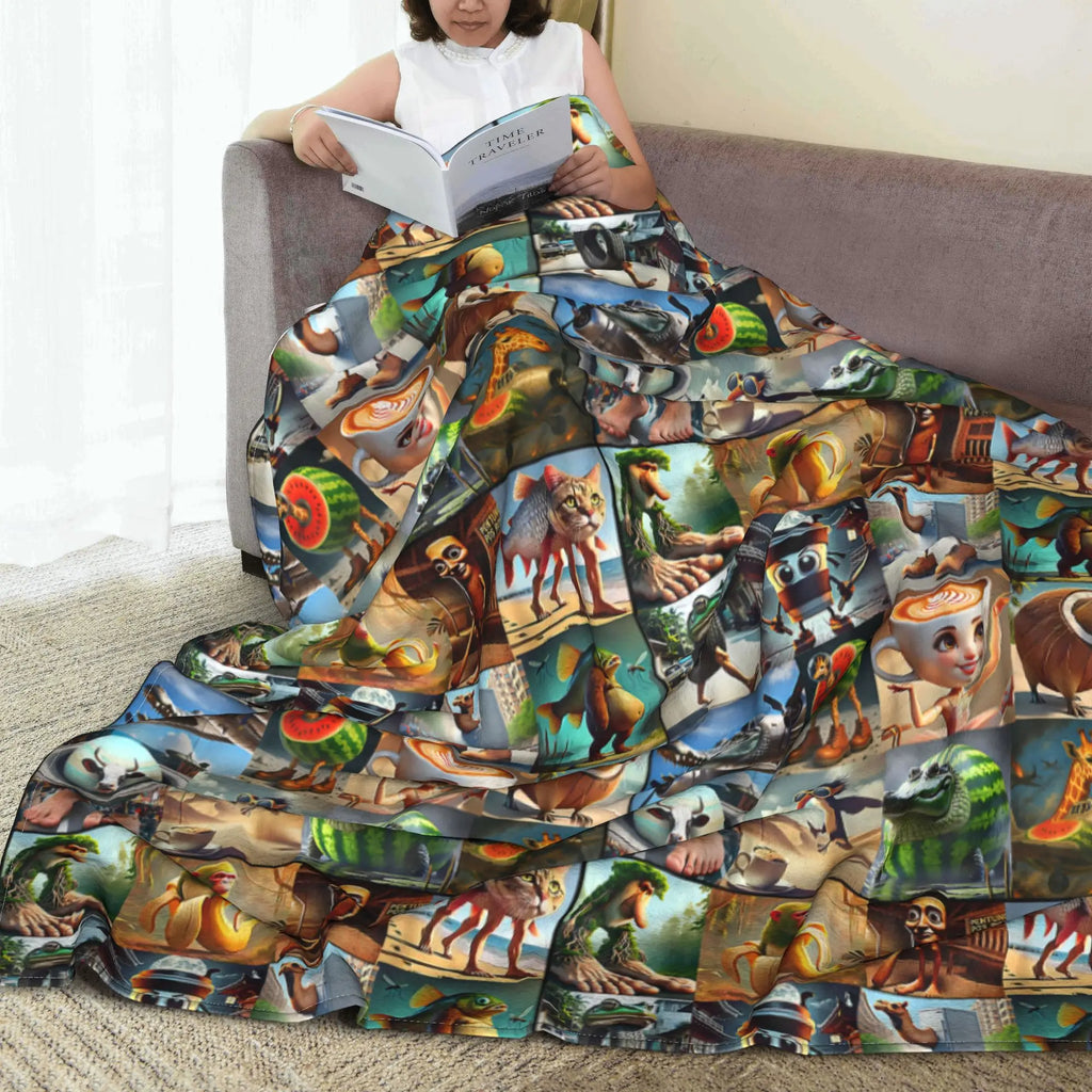 Brainrot Meme Italian Brain Rot Italian Brainrot Warm Soft Blanket Plush Bedding Throws Print Home Decor Flannel Sofa Bed Cover