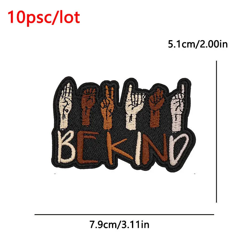 10Pcs/Lot Black History Embroidery Patch Iron-On Patches For Clothing